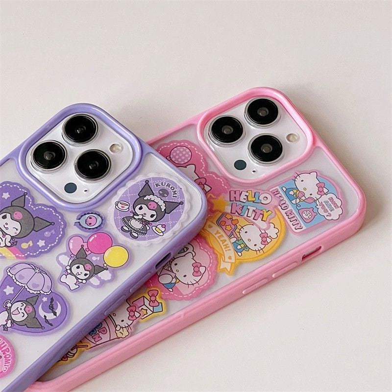 Kawaii sticker iphone case - hearts - hello kitty - kawaii - kuromi - phone case