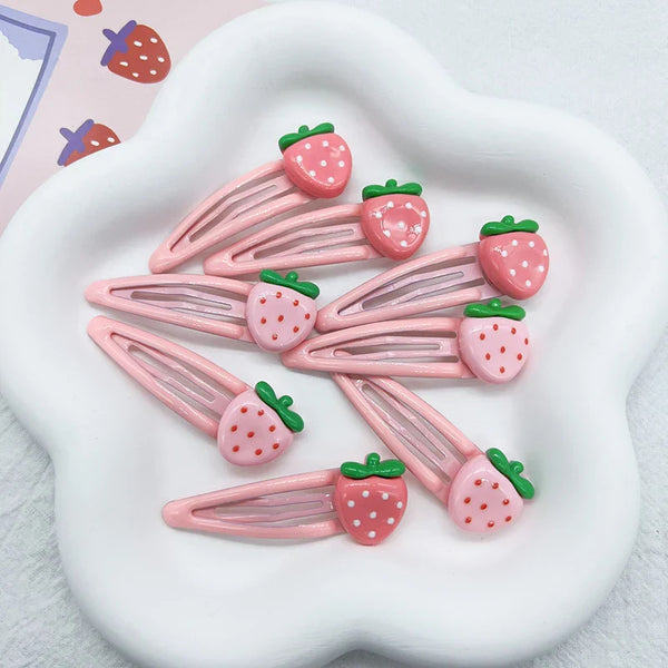 Kawaii strawberry clippies - barettes - hair barette - clip - clips