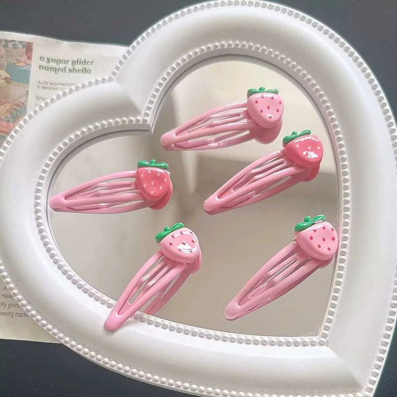 Kawaii strawberry clippies - barettes - hair barette - clip - clips