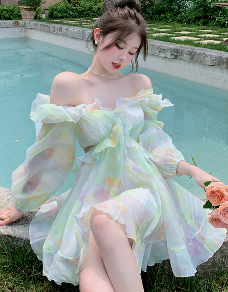 Kawaii tie-dye fairy ruffled layered dress