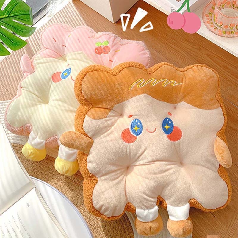 lumogeva Toast Bread Pillow Cushion with Cute Expression, Kawaii