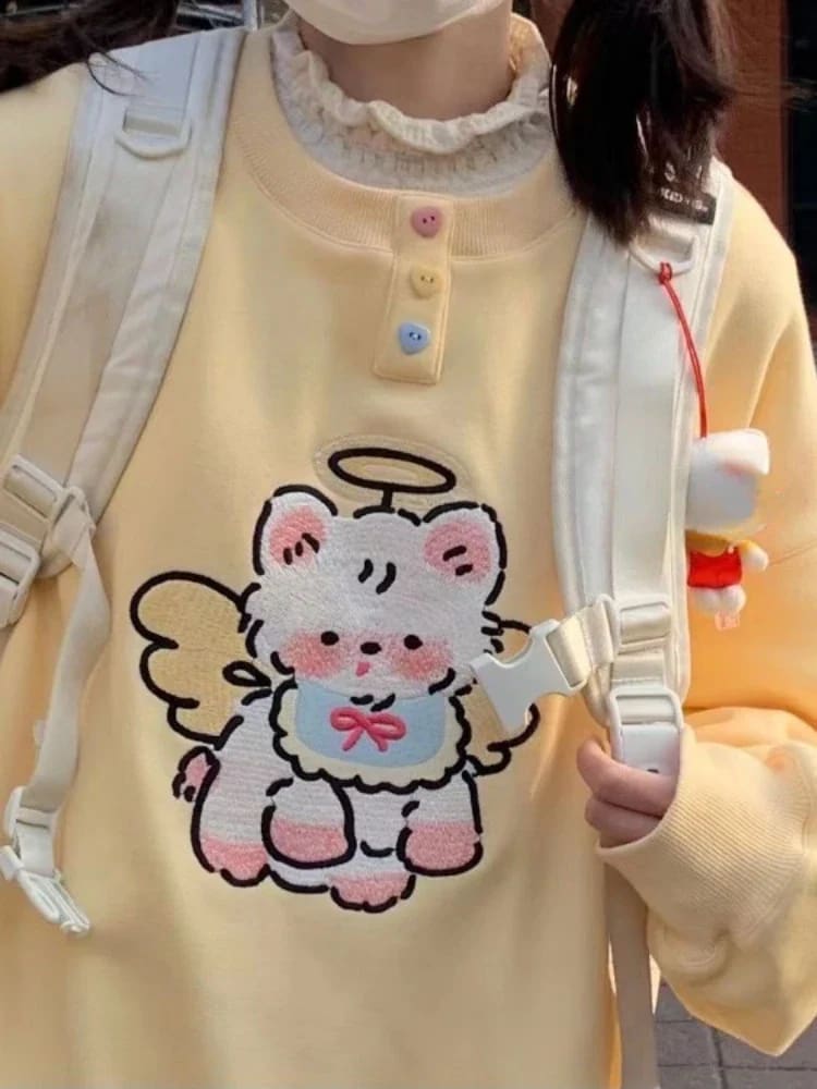 Kawaii yellow fairy kitten crewneck sweater sweatshirt