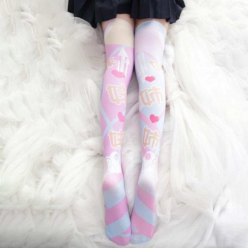 Kawaii kiss anime girl vibrant cute stockings thigh highs