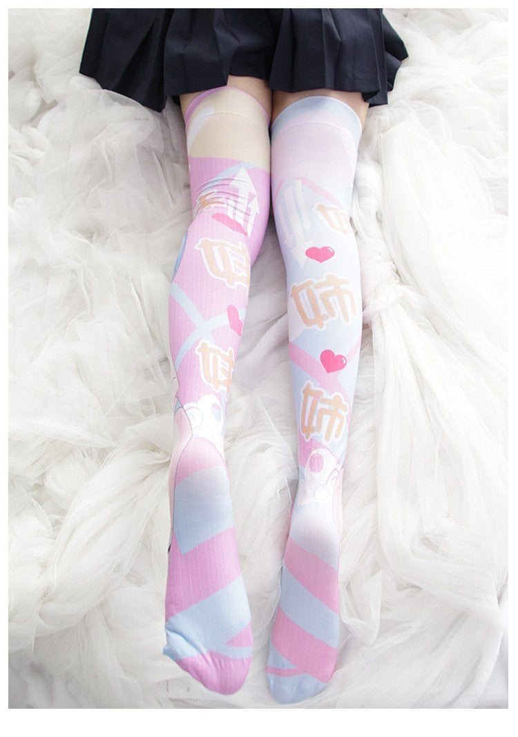 Kawaii kiss anime girl vibrant cute stockings thigh highs