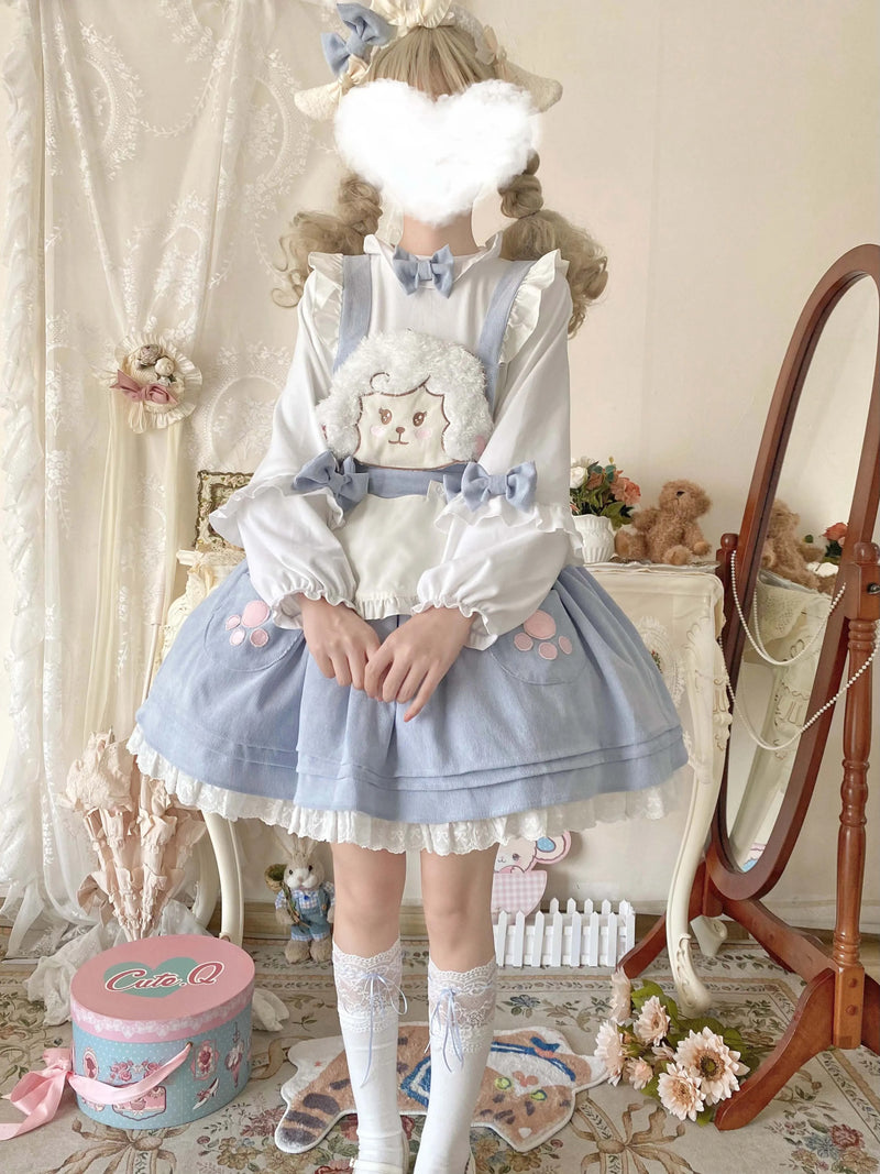 Kitsune corudroy suspender dress - apron - dress - bear - brown - cords