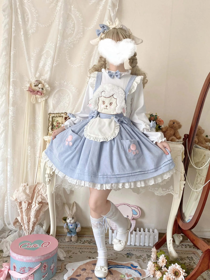 Kitsune corudroy suspender dress - apron - dress - bear - brown - cords