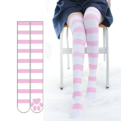 Kitten paw striped socks - cats - kawaii - neko - paw print - socks