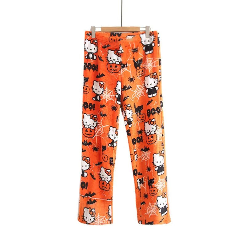 Kitty halloween pajama pants - cats - fuzzy - halloween - hello kitty - kawaii