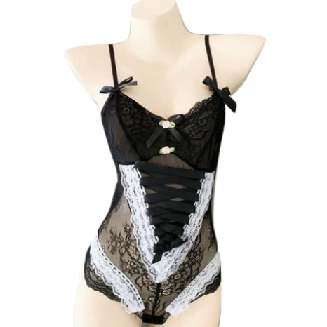 Lace corset bodysuit - black lace - lingerie - body suit - bodysuit - bodysuits