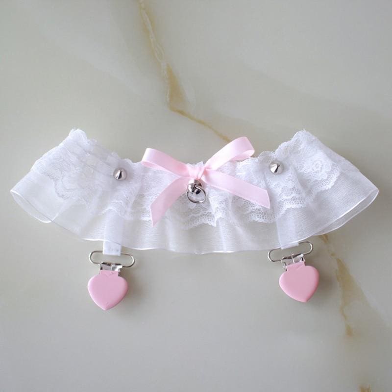 Kawaii lace ruffle garter belt stockings holder cute babe