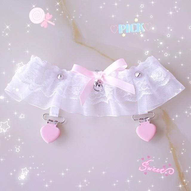 Kawaii lace ruffle garter belt stockings holder cute babe