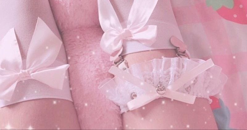 Kawaii lace ruffle garter belt stockings holder cute babe