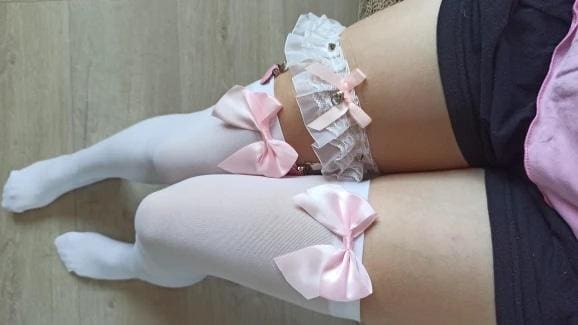 Kawaii lace ruffle garter belt stockings holder cute babe