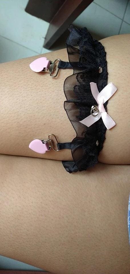 Kawaii lace ruffle garter belt stockings holder cute babe