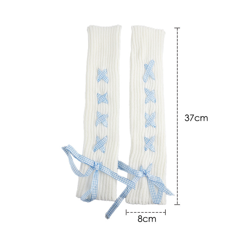 Lace up bow leg warmers - bows - kawaii - leg warmers - ribbons - socks