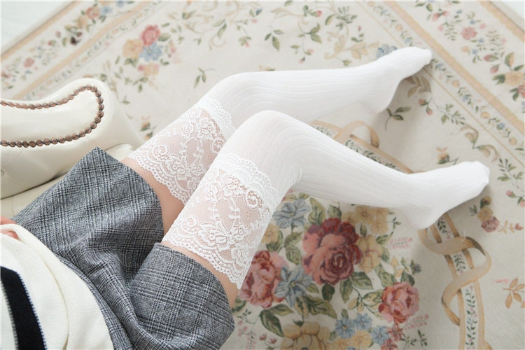 Lady Lace Stockings - high socks, knee socks, lace socks, long socks, sock Kawaii Babe
