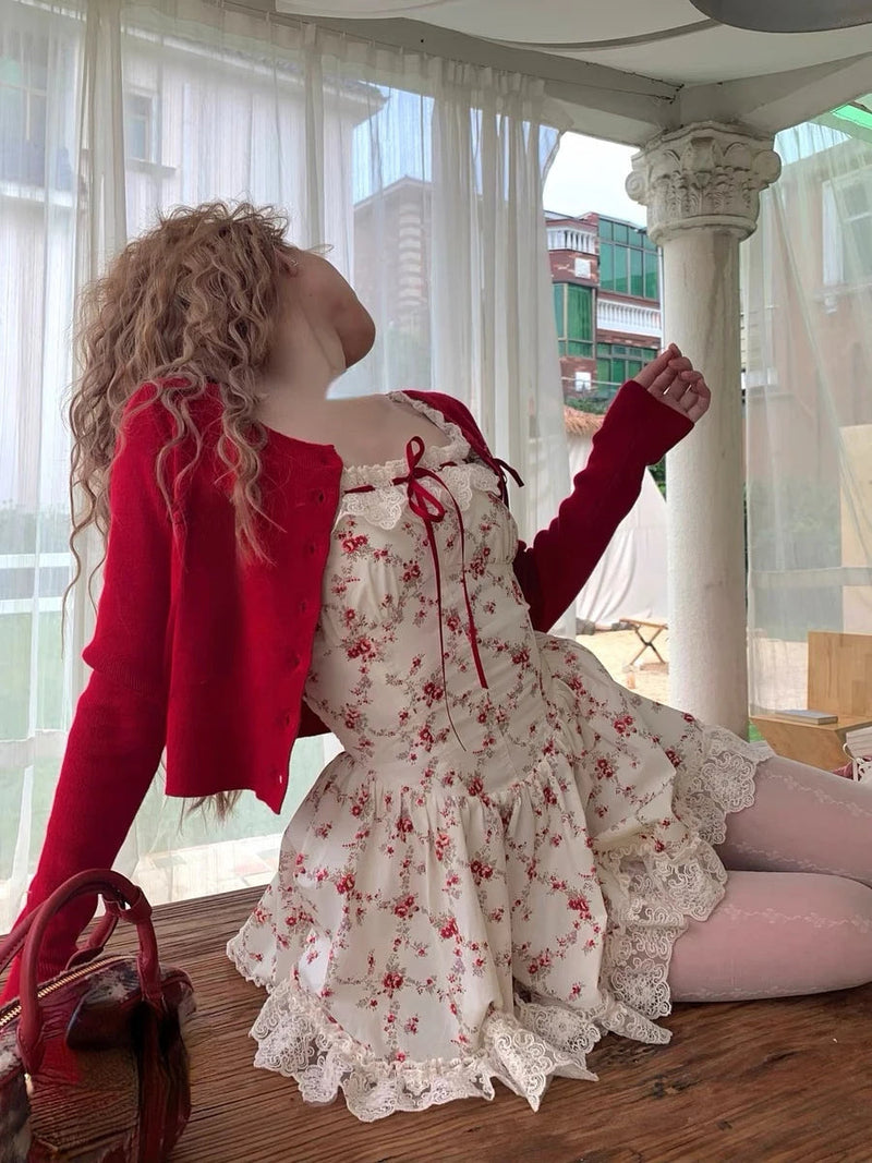 Floral Lady Rosebud Outfit Set Cardigan & Dress Floral Lady Rosebud Outfit Set Cardigan & Dress