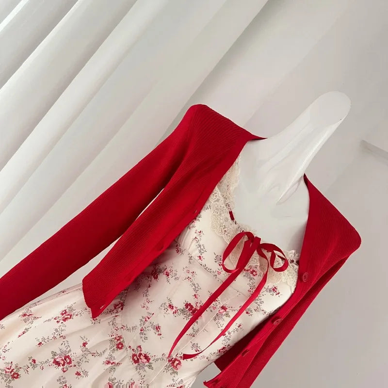 Floral Lady Rosebud Outfit Set Cardigan & Dress | Kawaii Babe Only Dress / S Floral Lady Rosebud Outfit Set Cardigan & Dress | Kawaii Babe Only Dress / S
