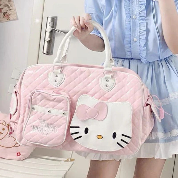 Kawaii large oversized kitty duffle bag overnight handbag cute