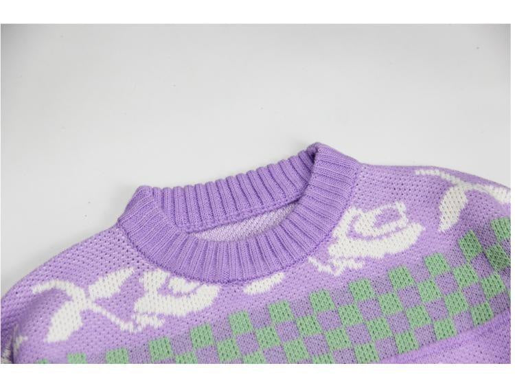 Lavender farm pullover - duck - ducks - ducky - fairy kei - knit