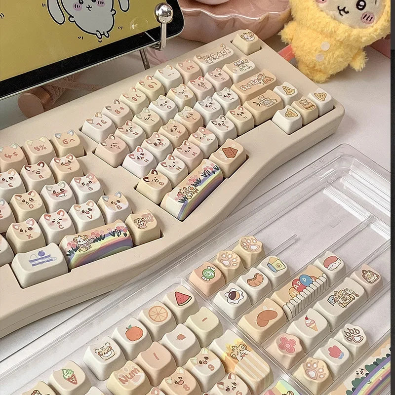 Lavender penguin full key cap set - 142 keycaps - backlit - kawaii - key caps - keyboard