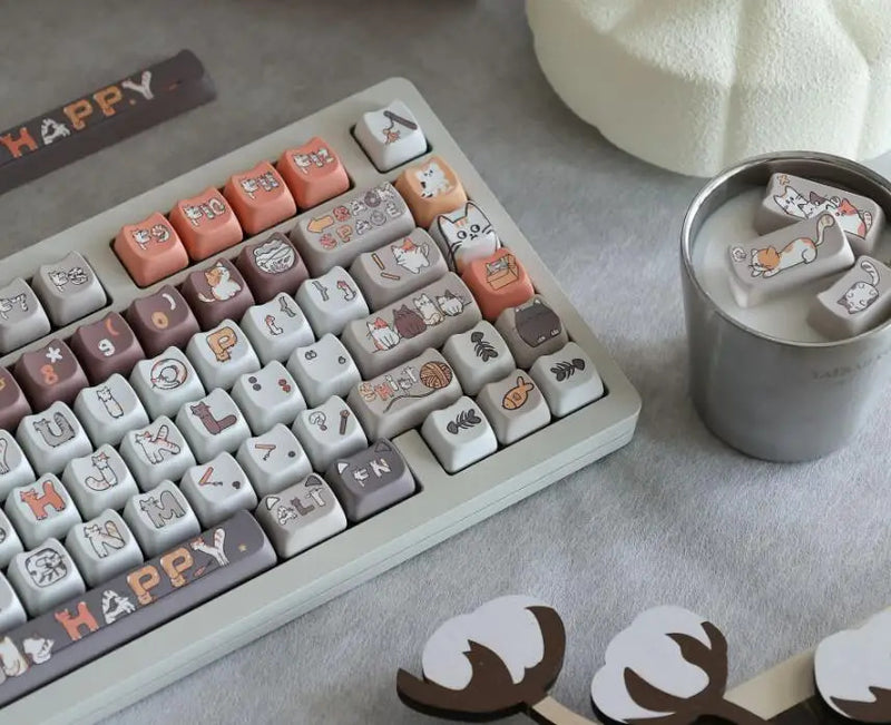 Lavender penguin full key cap set - 142 keycaps - backlit - kawaii - key caps - keyboard