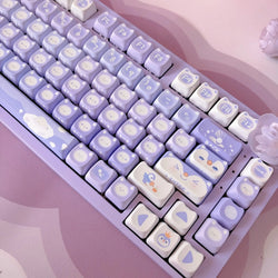 Lavender penguin full key cap set - 142 keycaps - backlit - kawaii - key caps - keyboard