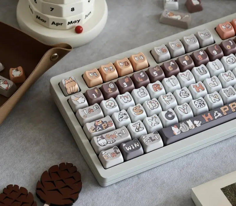 Lavender penguin full key cap set - 142 keycaps - backlit - kawaii - key caps - keyboard