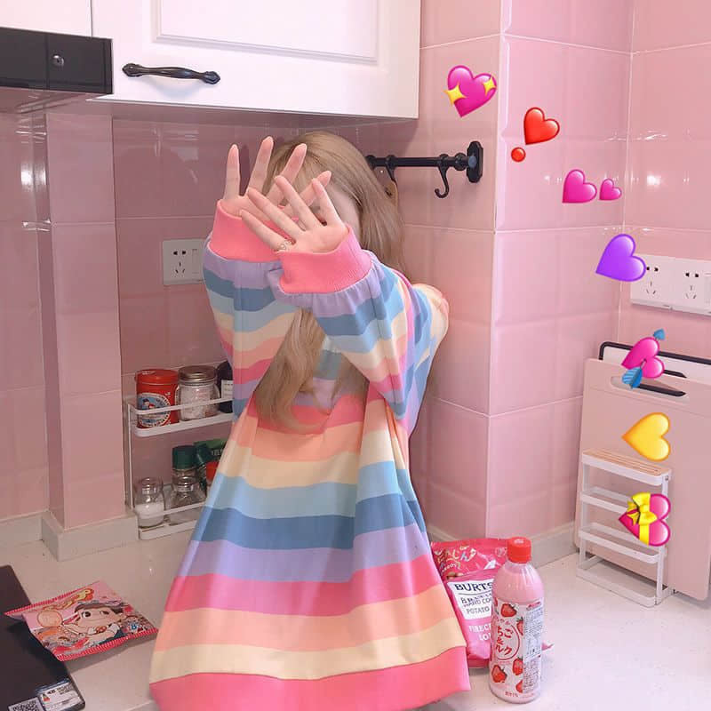 Lazy days pastel rainbow striped top - gay pride - kawaii - pastel - plus size