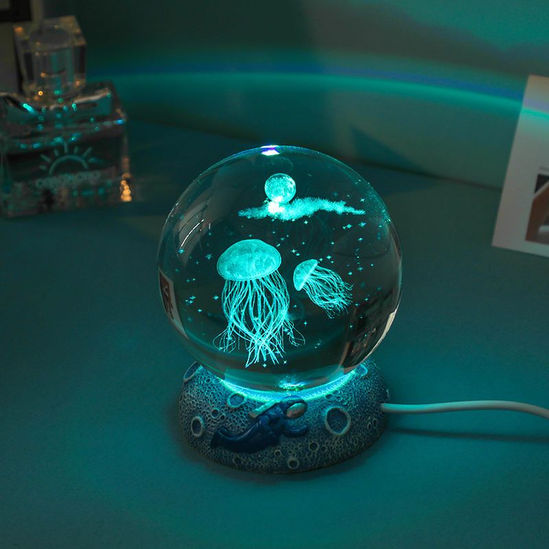 LED Aquamarine Life Snow Globe