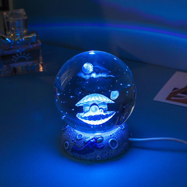 LED Aquamarine Life Snow Globe Magical Planet Ethereal Kawaii Babe