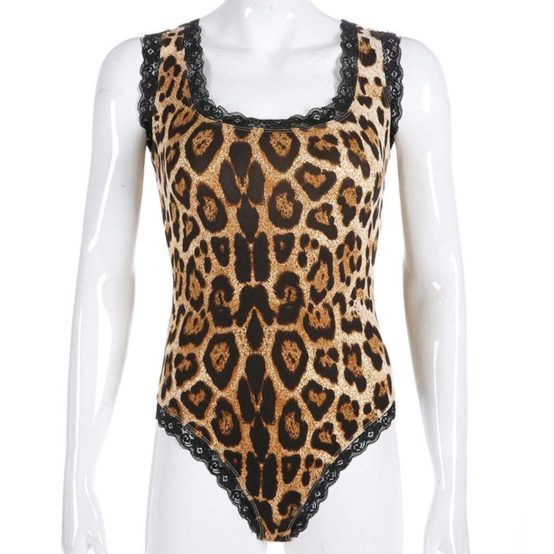 Leopard lace back bodysuit - bodysuits - corset - corseting - jumper - jumpsuit