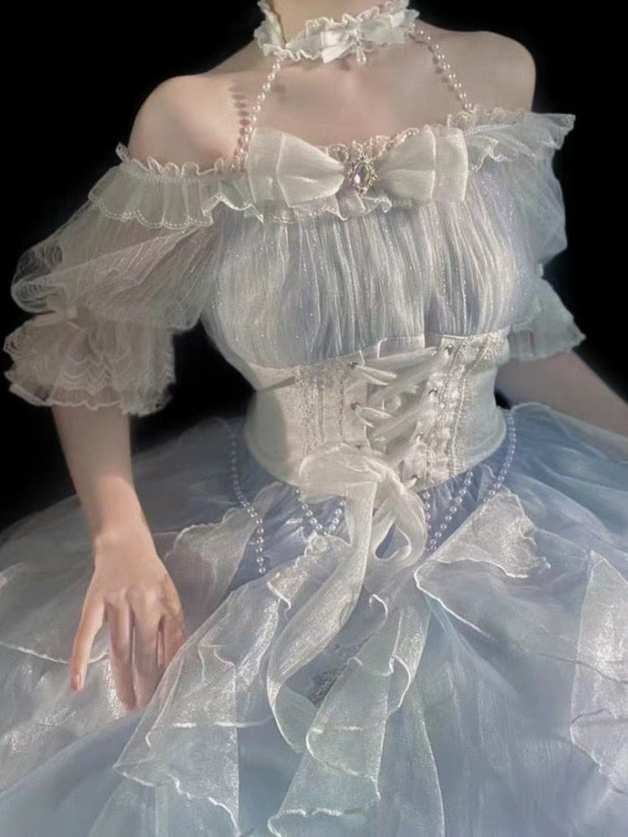 Light Blue Fairy Princess Ruffled and Layered Dress
