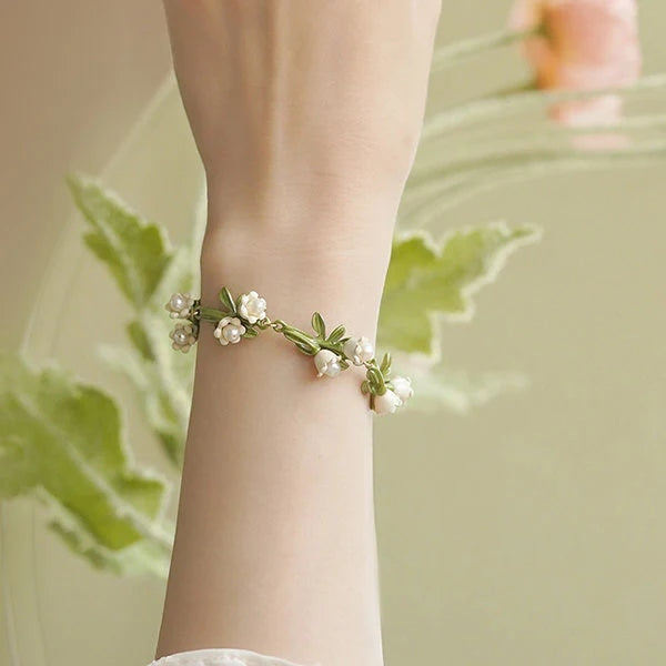 Lily of the valley pearl bracelet - bracelets - floral - flowers - jewelry -