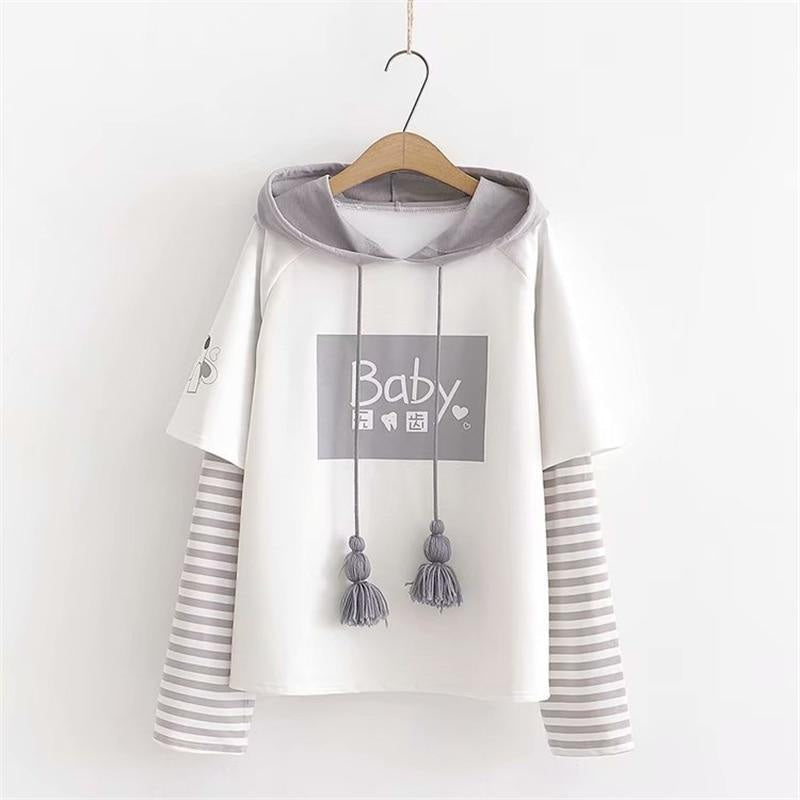 Little baby hoodie - baby - girl - babygirl - grey hoodie - harajuku