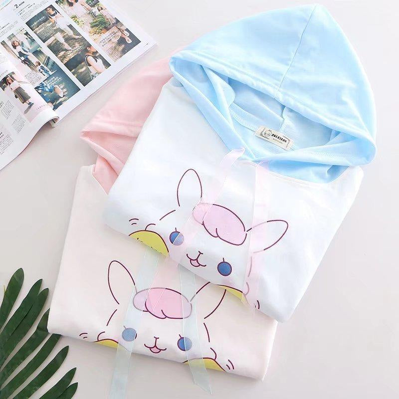 Little bun tee - baby bunny - blue - bunnies - hoodie - rabbit