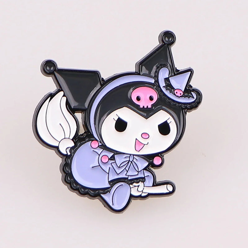 Little witchy melody & kuromi enamel pin - brooches - enamel pins - halloween - kuromi - lapel