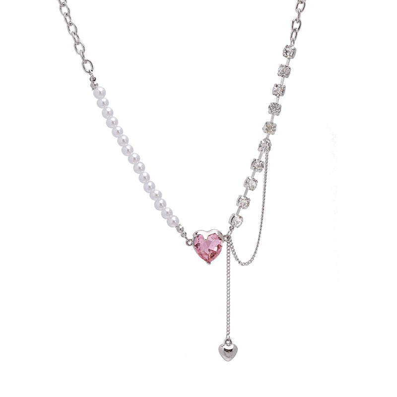 Lovecore heart necklaces - bows - choker - heart - hearts - jeweled