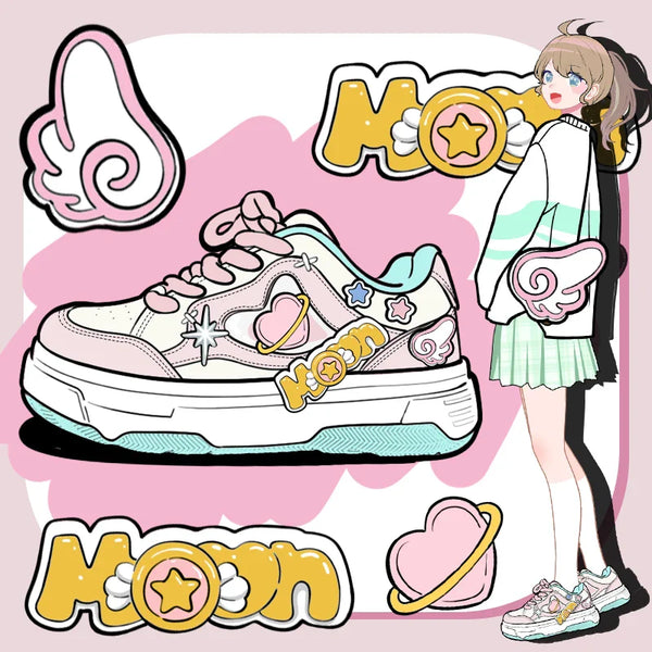 Magic moon sneakers - card captor sakura - flat shoes - footwear - planet