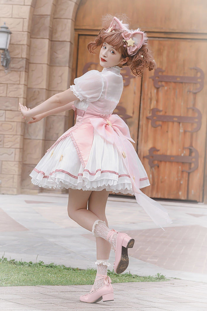 kawaii dress Sweet Kawaii Strap Dress Women Casual Short Dress Bow Lolita Girls Japanese  Cute