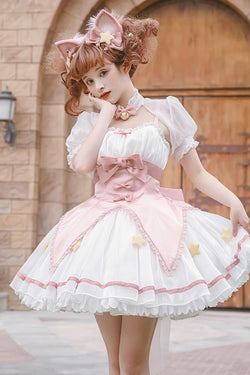 white lolita dress Magic Star Sakura Lolita Dress JSK Cosplay Magical Girl