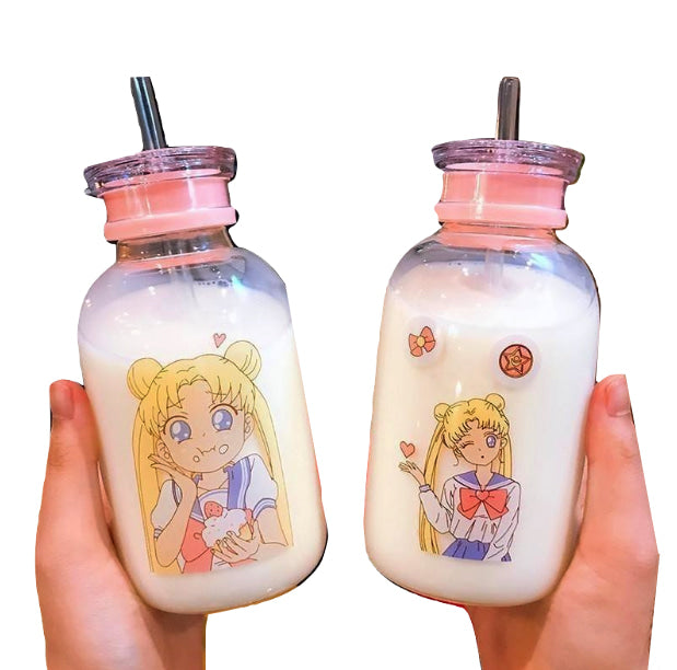 Magical girl glass bottles - baby bottles - drinking - glass - glasses