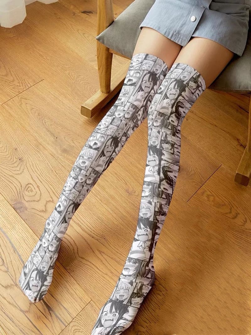 Manga Comic Anime Face Stockings Socks Thigh Highs – Kawaii Babe
