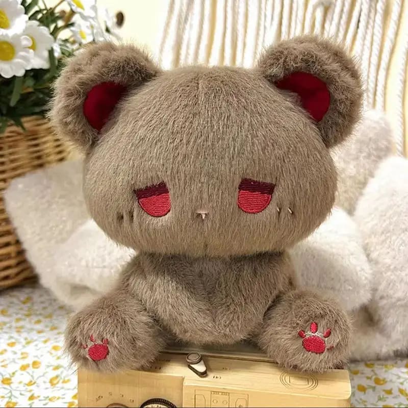 Kawaii melancholy sad stuffed animal bear plush embroidered