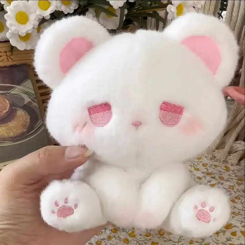 Kawaii melancholy sad stuffed animal bear plush embroidered