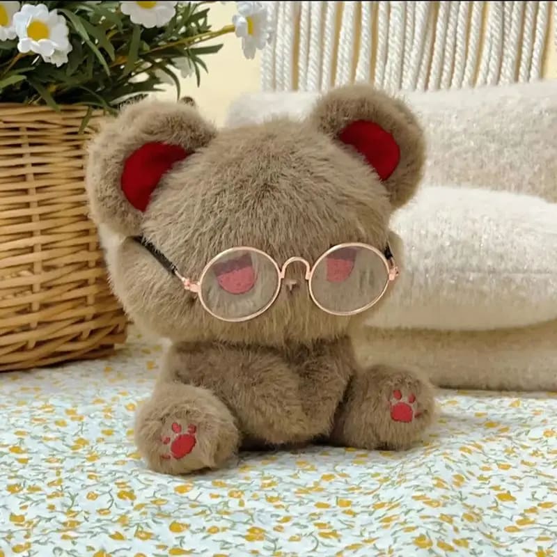 Kawaii melancholy sad stuffed animal bear plush embroidered