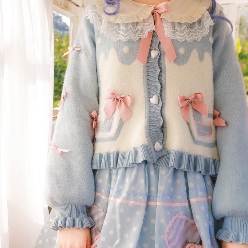 Melty candy knit cardigan - bows - cardigan - kawaii - lolita - outerwear