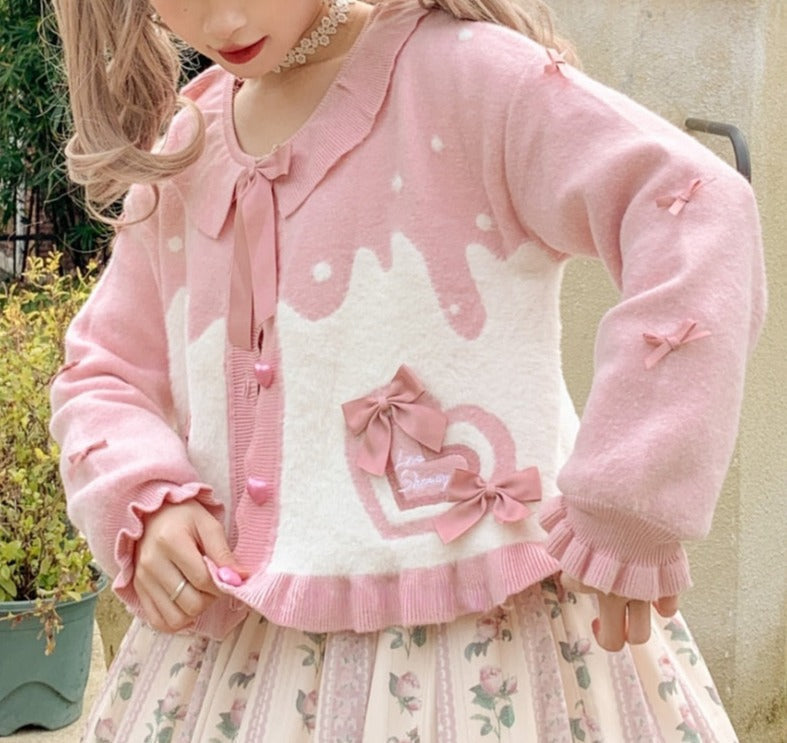 Melty candy knit cardigan - bows - cardigan - kawaii - lolita - outerwear