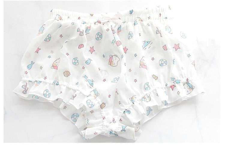 Kawaii mermaid kitten seashell bloomers shorts