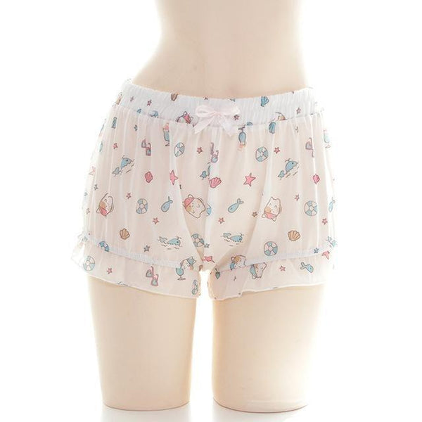 Kawaii mermaid kitten seashell bloomers shorts